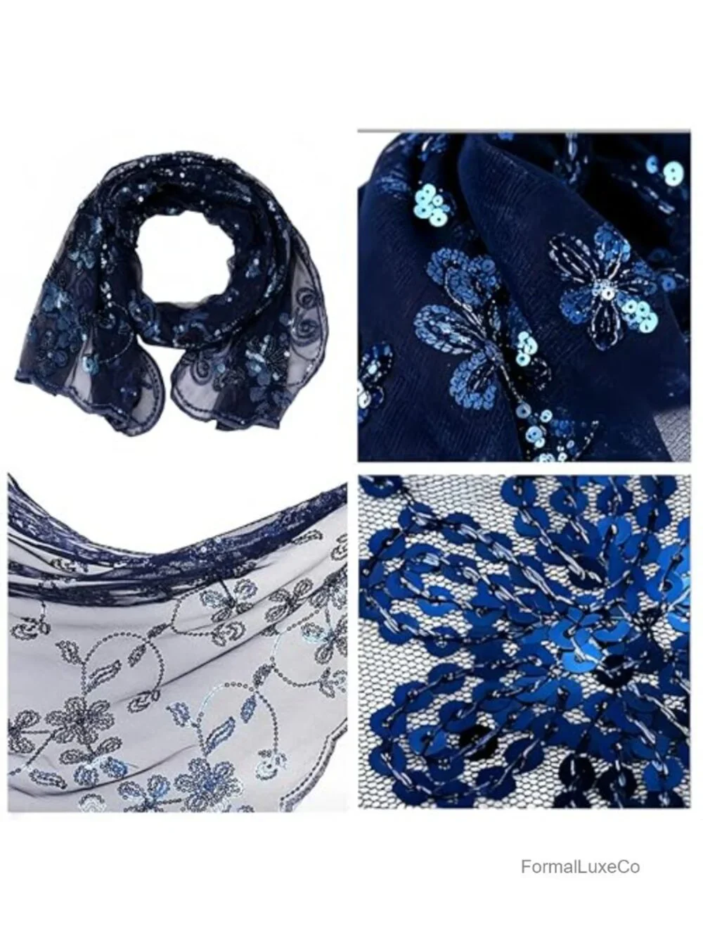 Sequin 1920s Shawl Wrap Evening Party Wedding Scarf Lightweight Polyester